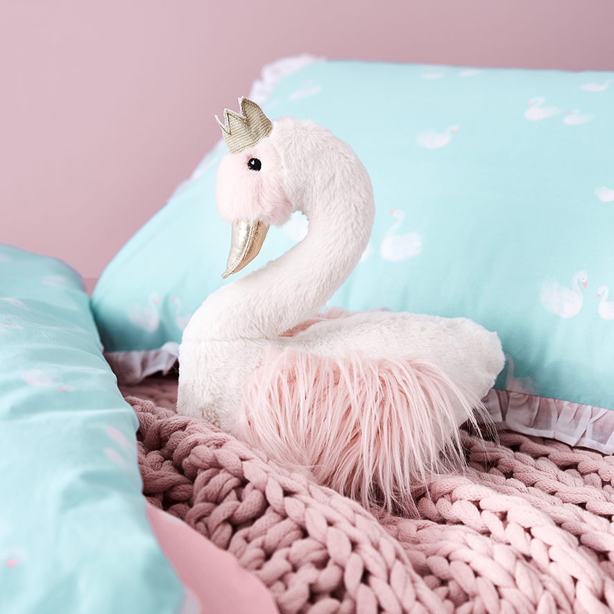 Adairs Kids Swan Ruffle Quilt Cover Set Adairs