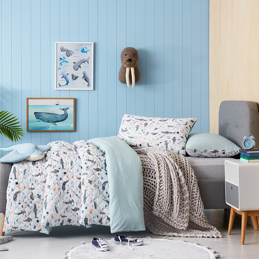 Adairs Kids Under The Sea Quilted Quilt Cover Set Adairs