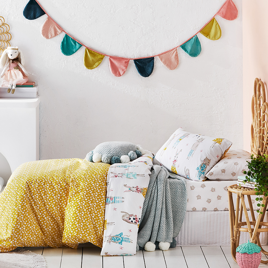 Adairs Kids Bunny and Friends Quilt Cover Set Adairs