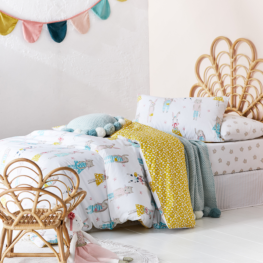 Adairs Kids Bunny and Friends Quilt Cover Set Adairs