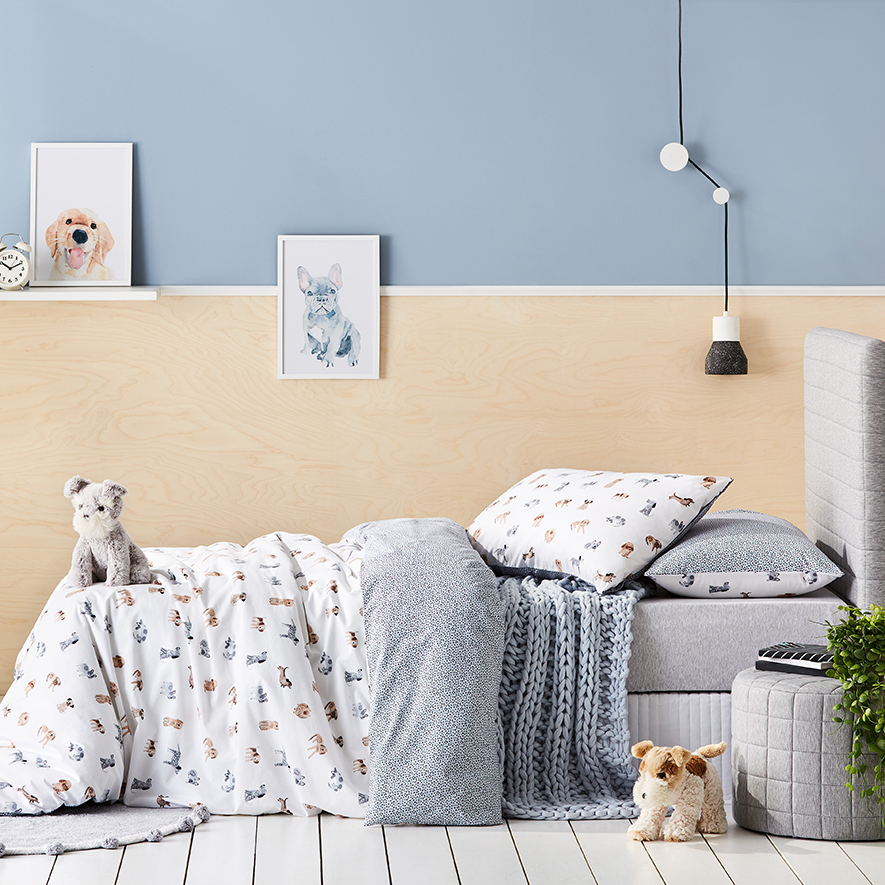 Adairs Kids Woof Woof Quilt Cover Set White Adairs