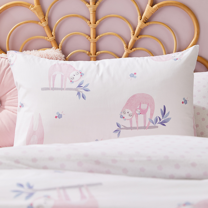 Adairs Kids Pretty Pink Sloth Quilt Cover Set Adairs