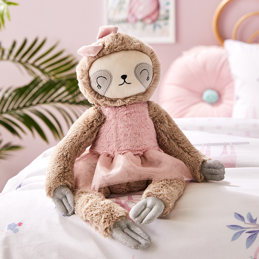 Adairs Kids Pretty Pink Sloth Quilt Cover Set Adairs