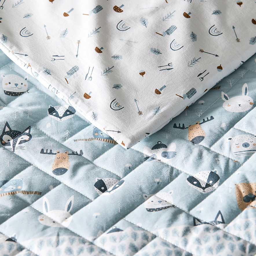 Adairs Kids Woodland Animal Quilted White Quilt Cover Set Adairs