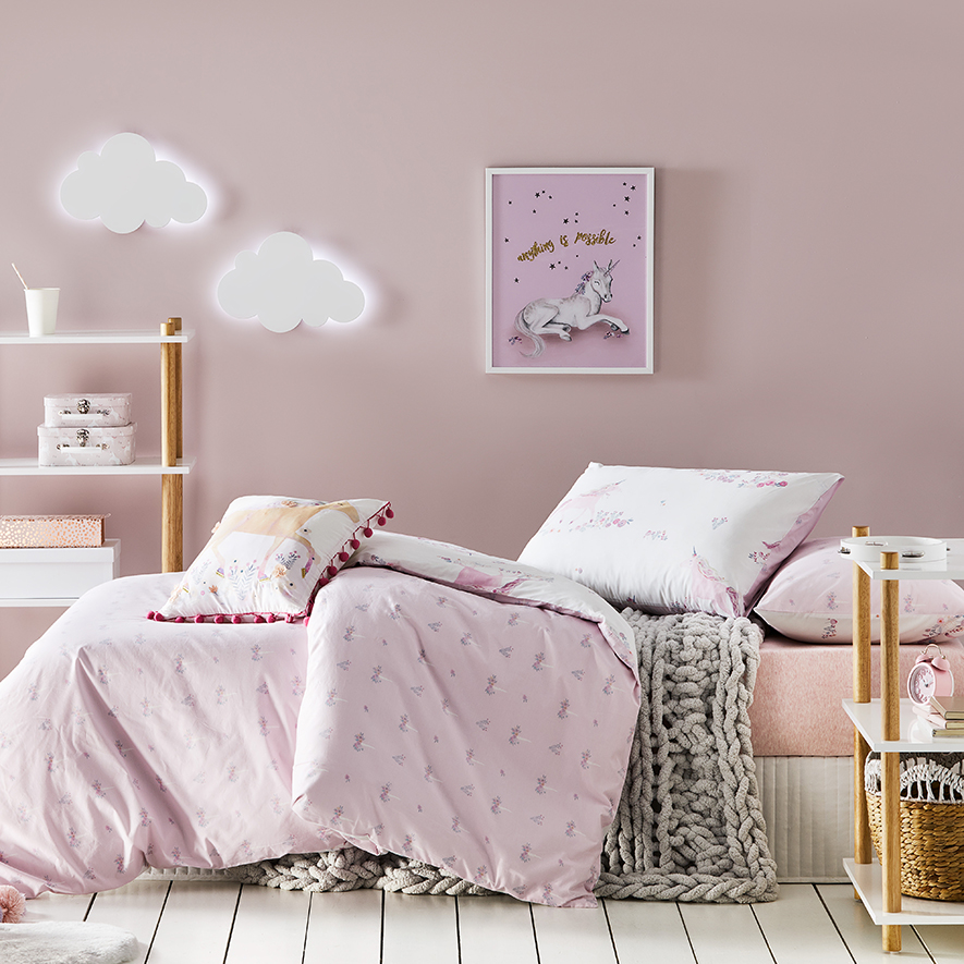 Adairs Kids Unicorn Fields White Quilt Cover Set Adairs