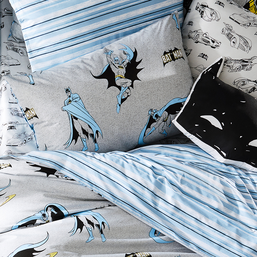 Adairs Kids Vintage Batman Light Grey Quilt Cover Set Adairs