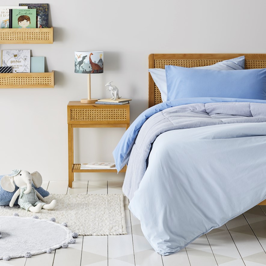 Adairs Kids Stonewashed Cotton Cornflower Blue Quilt Cover Set Adairs