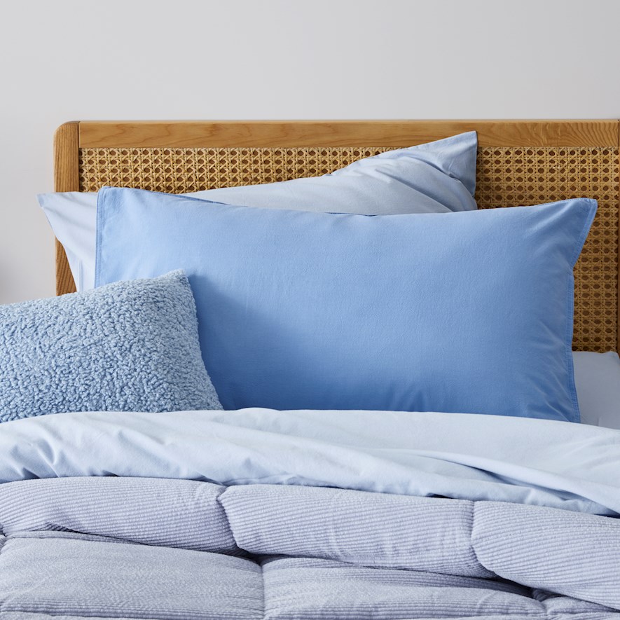 Adairs Kids Stonewashed Cotton Cornflower Blue Quilt Cover Set Adairs