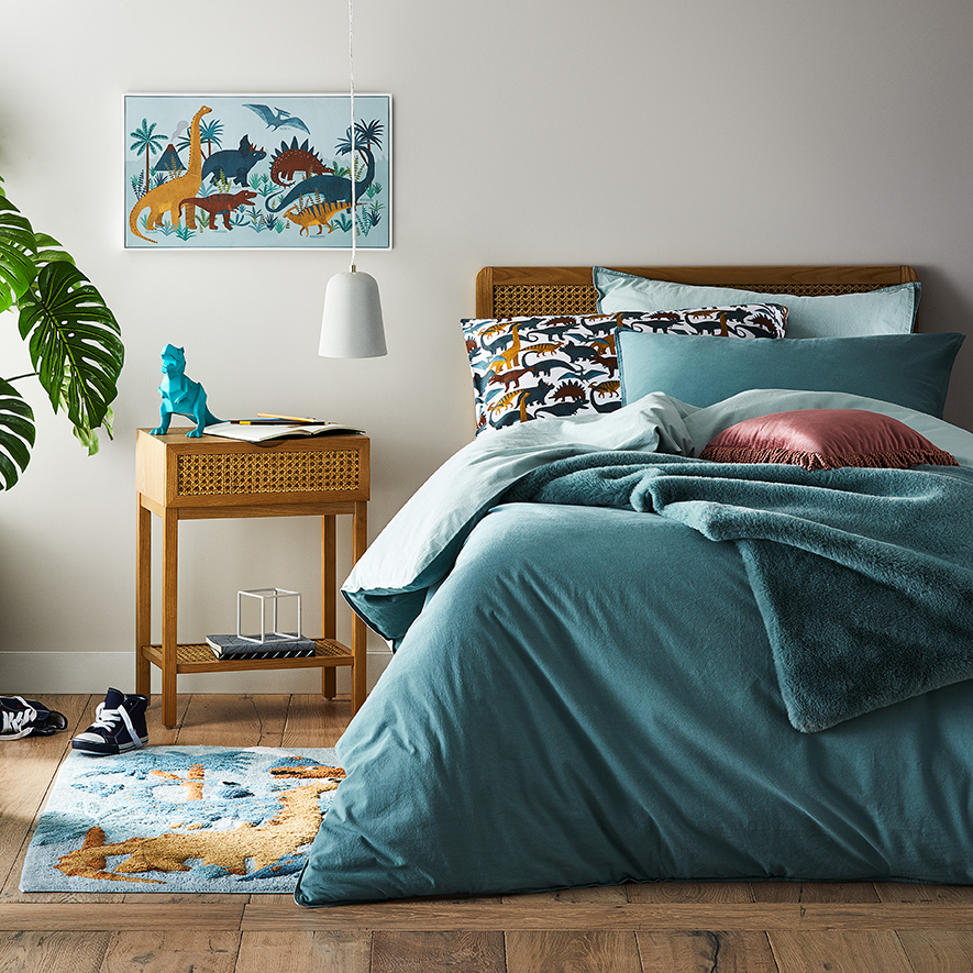 Adairs Kids Stonewashed Cotton Eucalyptus Quilt Cover Set Adairs