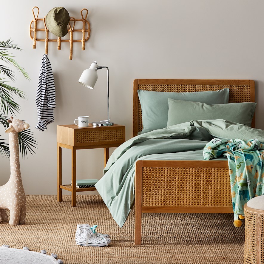 Adairs Kids Stonewashed Cotton Moss Quilt Cover Set Adairs