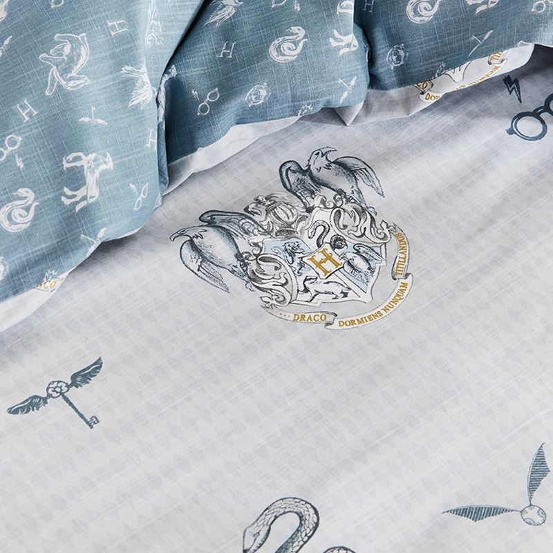 Harry Potter Crest Blue Silver Quilt Cover Set