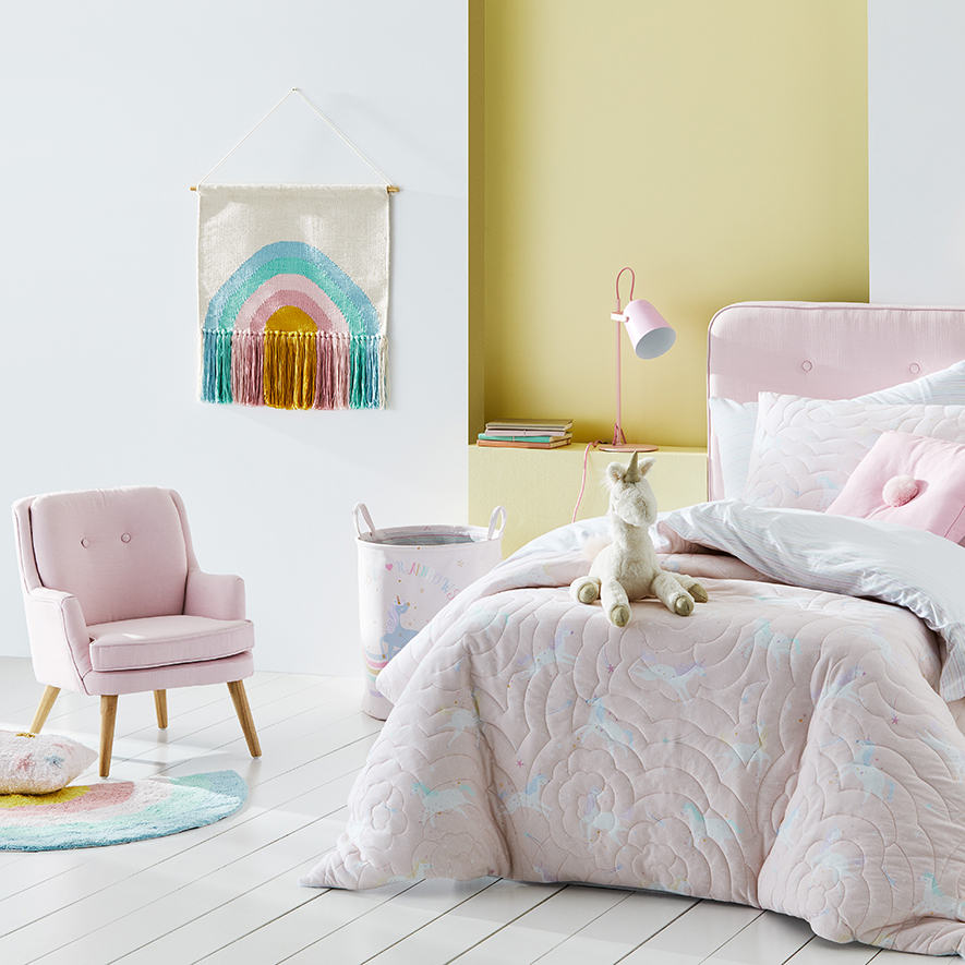 Adairs Kids Milly s Unicorn Quilted Pink Quilt Cover Set Adairs