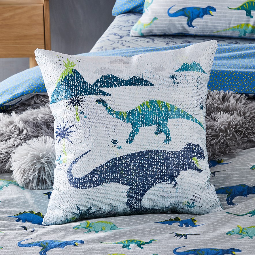 Dinosaur Stomp Grey Flannelette Quilt Cover Set Adairs