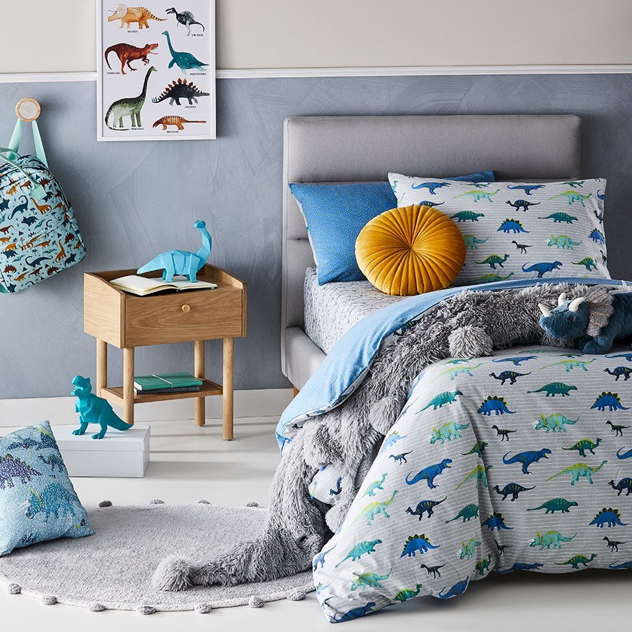 Grey dinosaur bedding shop