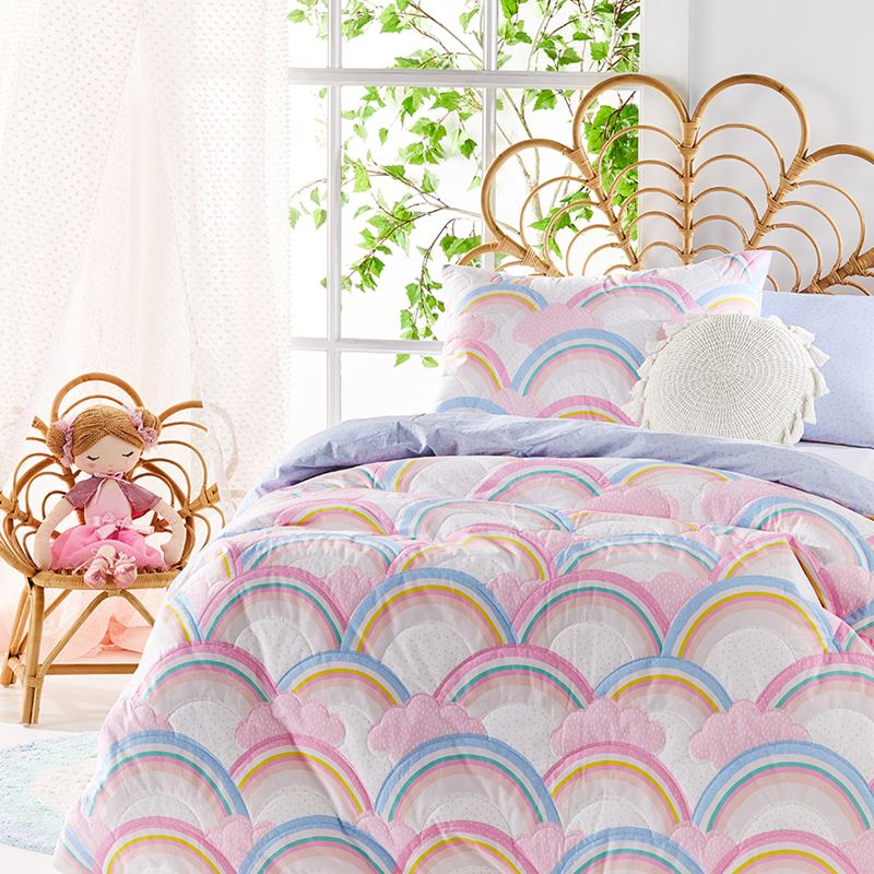 Rainbow Quilted Quilt Cover Set