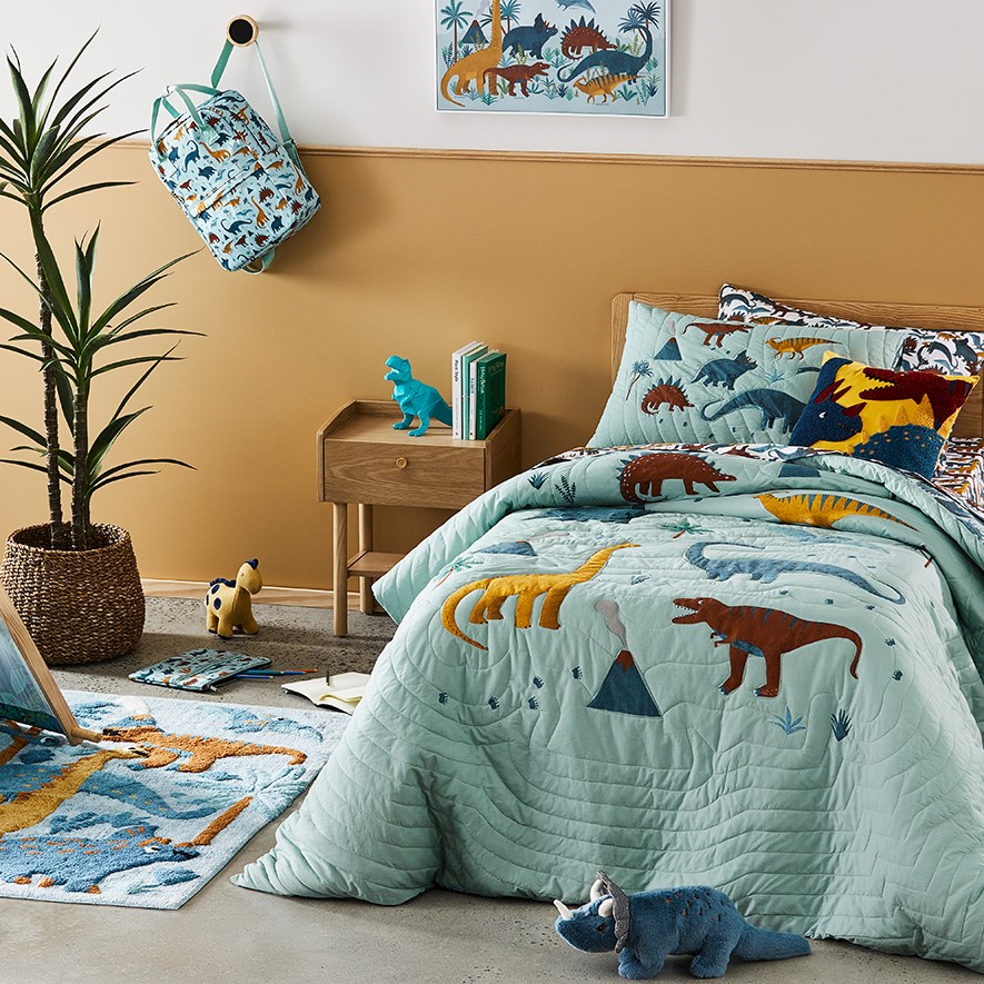 Adairs Kids - Supersaurus Quilted Jungle Quilt Cover Set | Adairs