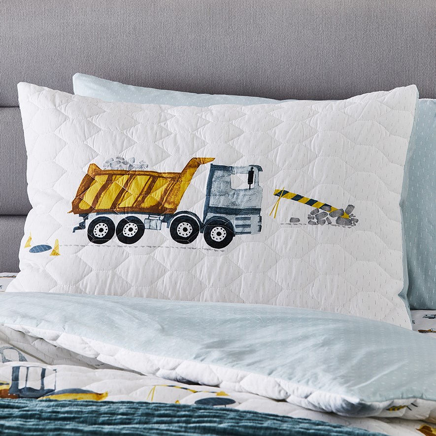 Adairs Kids Under Construction White Quilted Quilt Cover Set Adairs