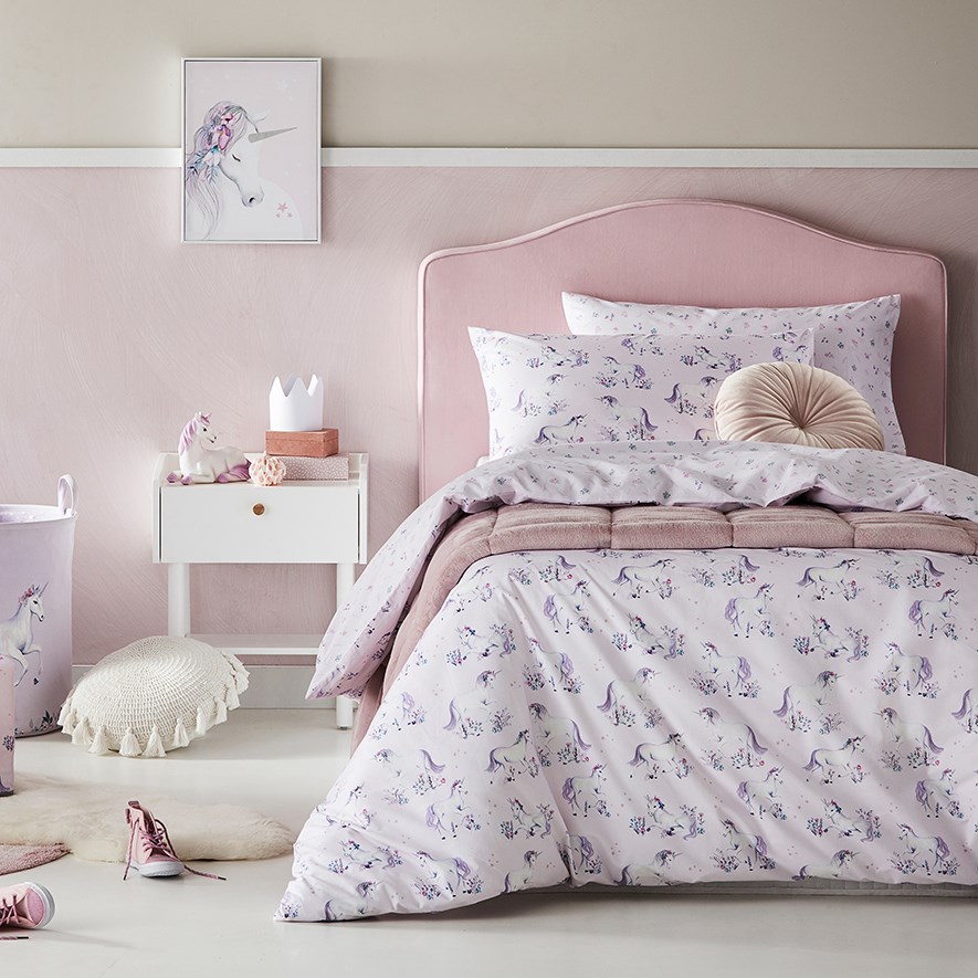 Adairs Kids Magical Unicorn Lilac Quilt Cover Set Adairs