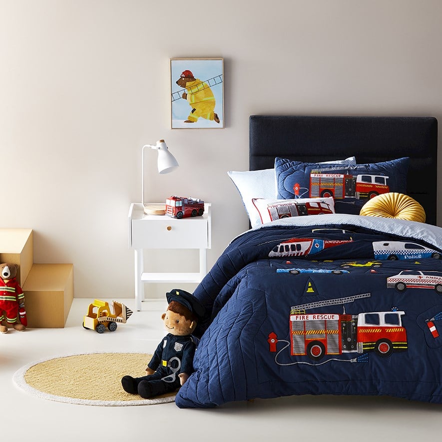Fire truck shop quilt cover