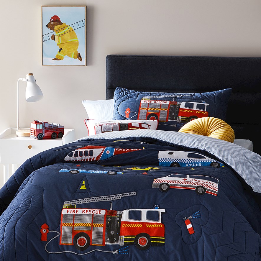 Fire truck top quilt cover