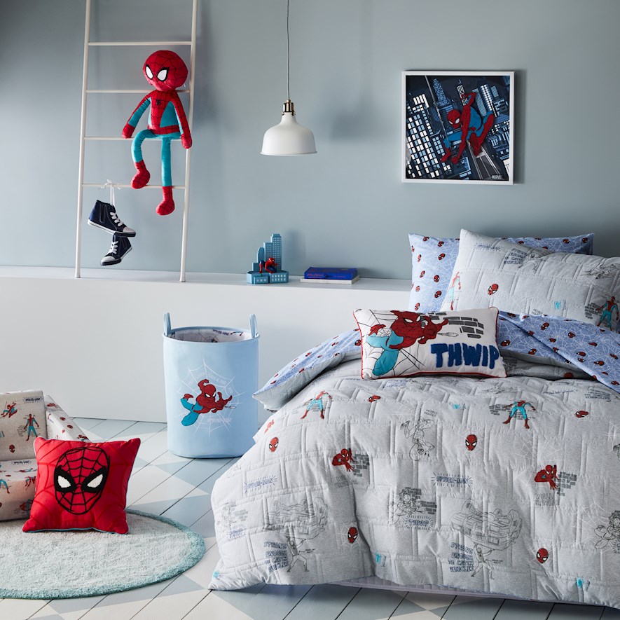 Adairs Kids Marvel Spider Man Spider Sense Quilted Quilt Cover Set Adairs