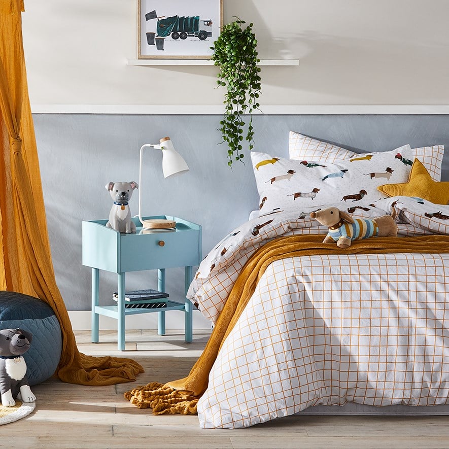 Adairs Kids Dachshund Pals Stonewashed Quilt Cover Set Adairs