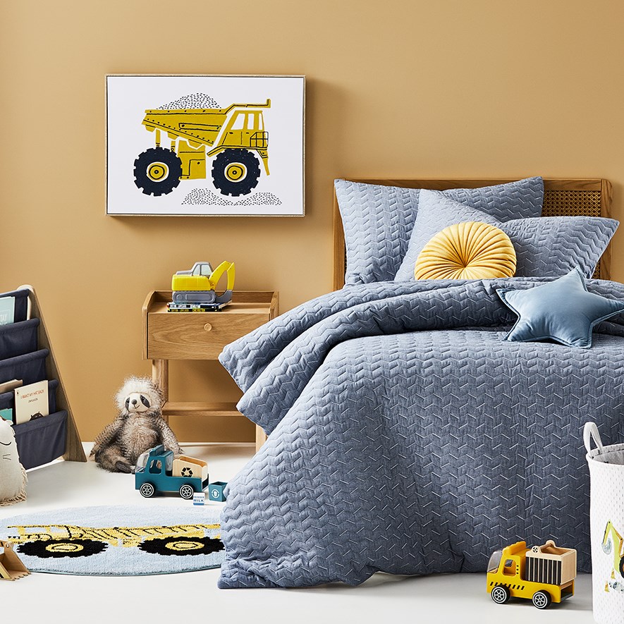 Adairs Kids Oliver Denim Quilted Quilt Cover Set Adairs