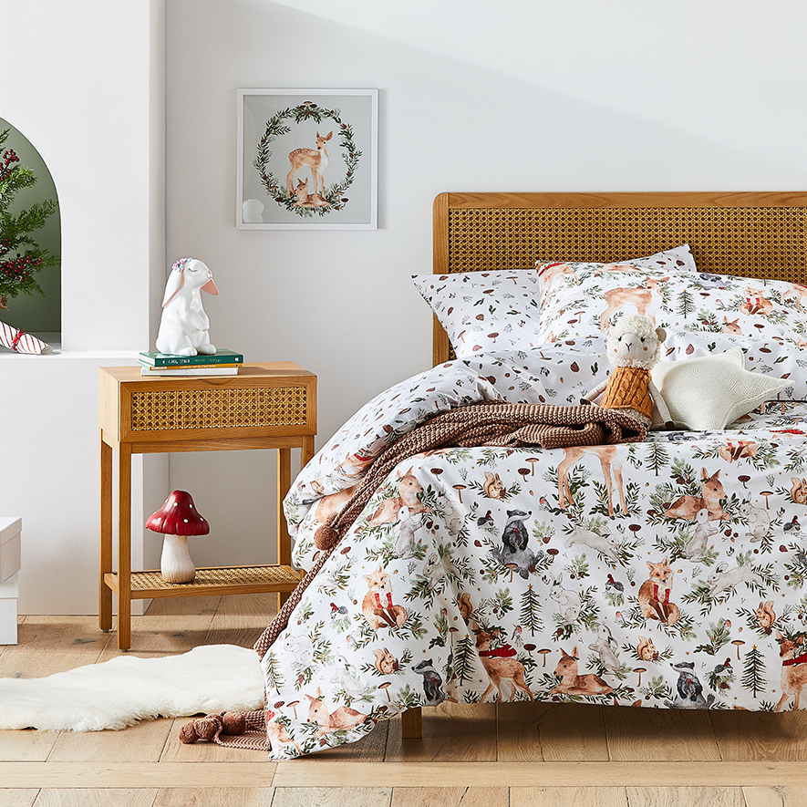 Adairs Kids Festive Forest Multi Quilt Cover Set Adairs