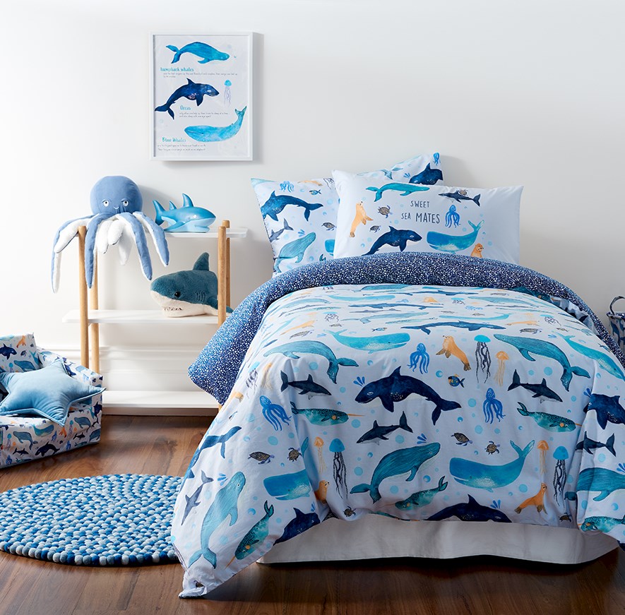 Adairs Kids Sea Mates Stonewashed Quilt Cover Set Adairs
