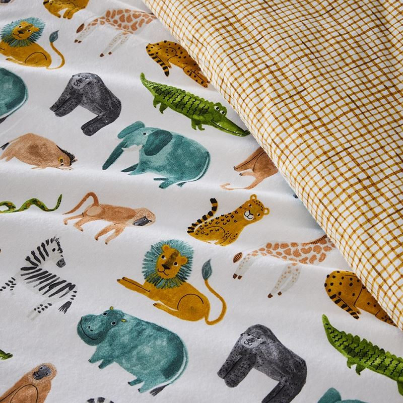 Jungle Friends Multi Flannelette Quilt Cover Set