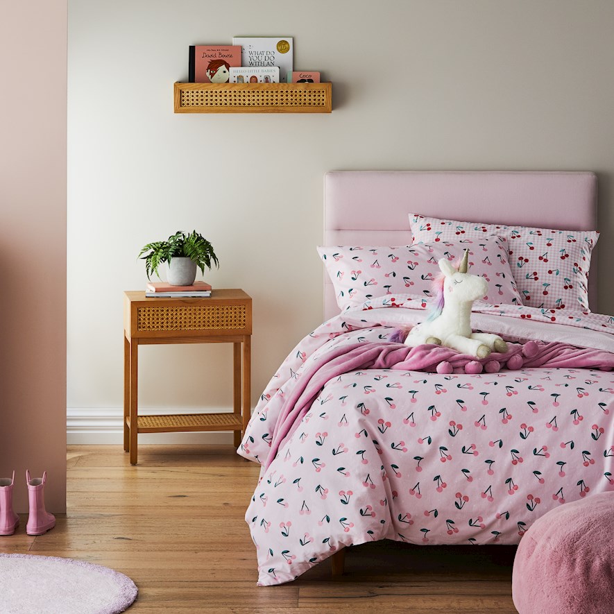 Adairs Kids Sweet Cherry Pink Flannelette Quilt Cover Set Adairs