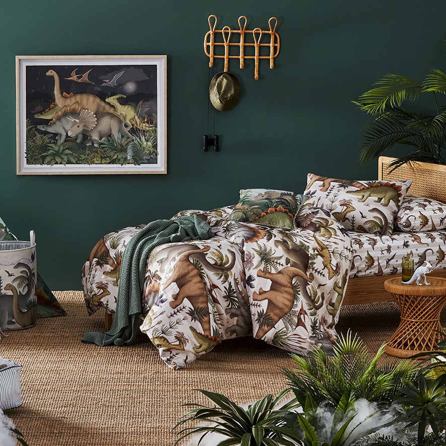 Adairs Kids Fleur Harris Prehistorica Natural Quilt Cover Set Adairs