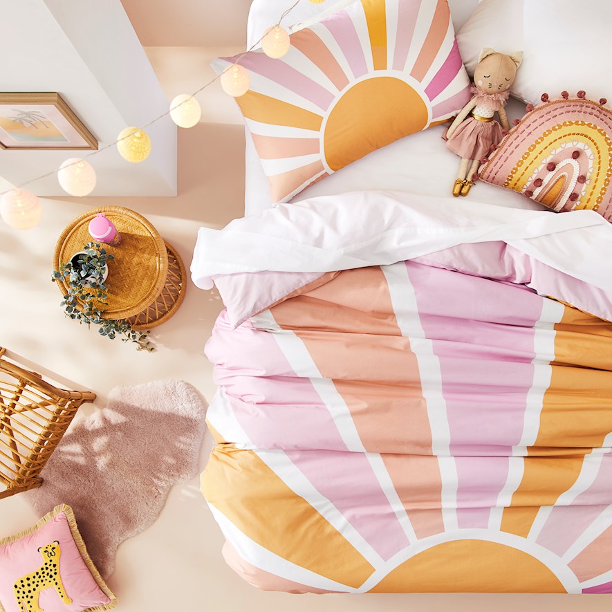 Adairs Kids Sunrise Heavenly Pink Quilt Cover Set Adairs