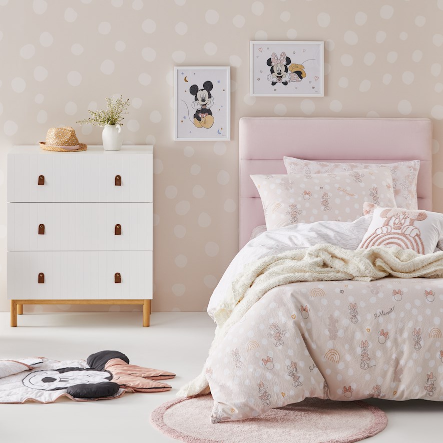 Adairs Kids Disney Minnie Mouse Stonewashed Pink Quilt Cover Set