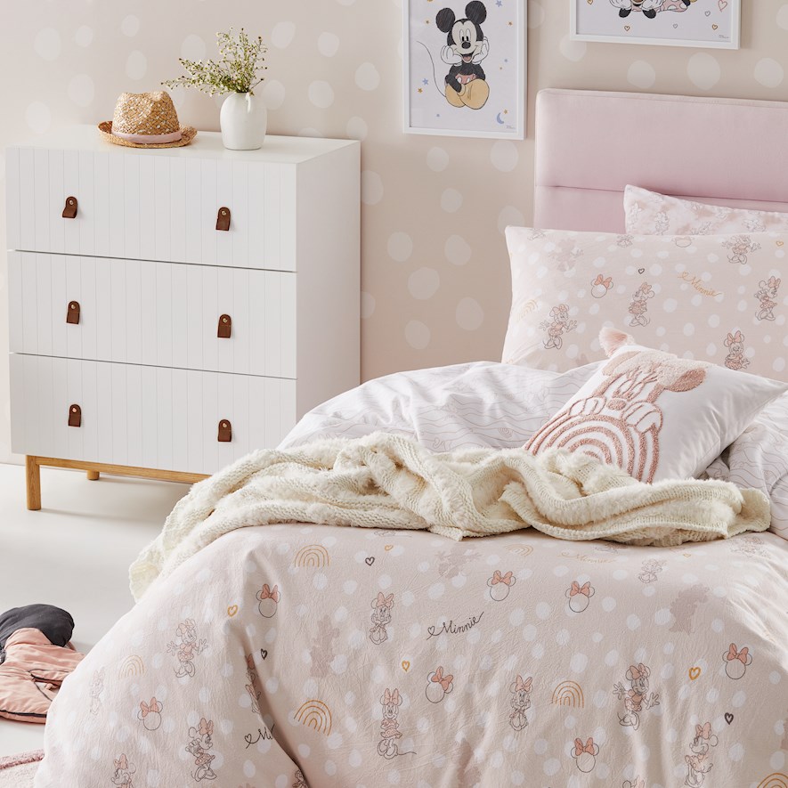 Adairs Kids Disney Minnie Mouse Stonewashed Pink Quilt Cover Set Adairs