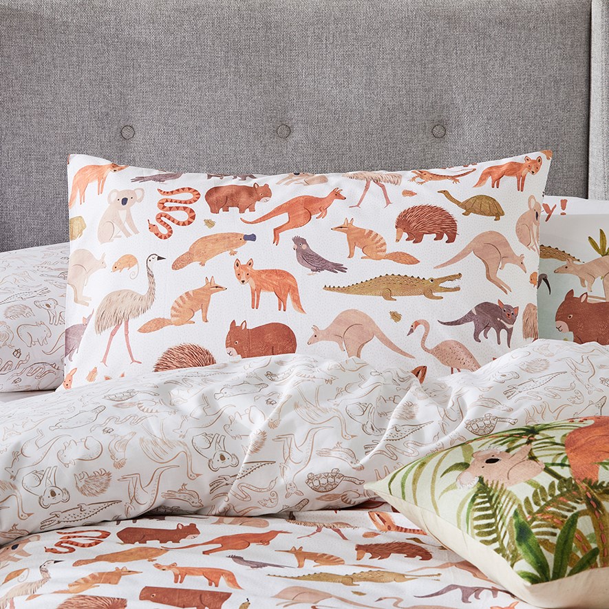Adairs Kids Australiana Animals Rust Quilt Cover Set Adairs