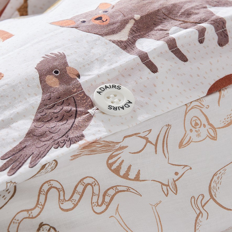 Adairs Kids Australiana Animals Rust Quilt Cover Set Adairs