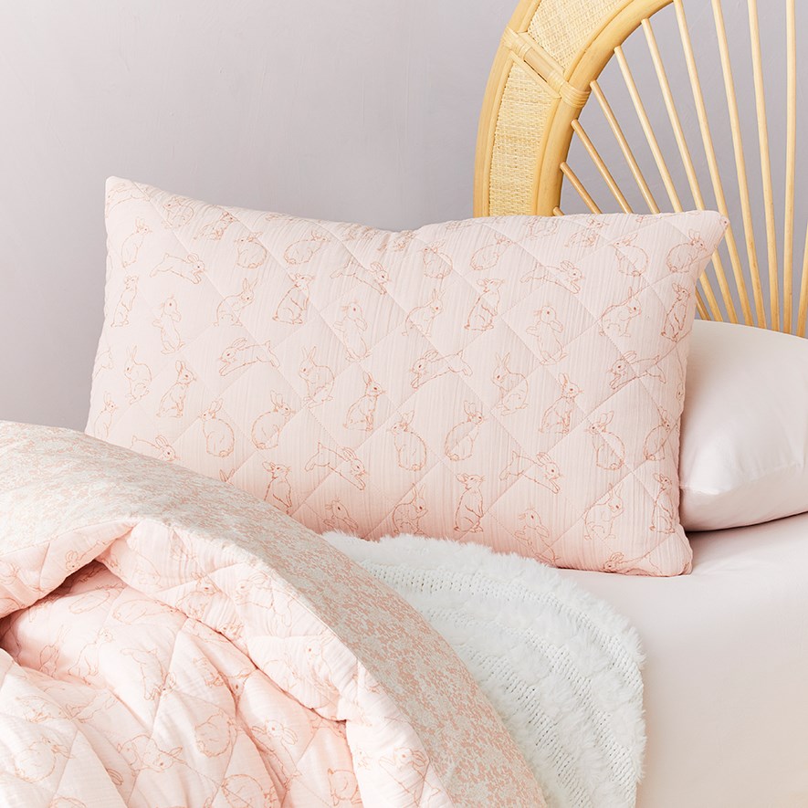 Adairs Kids Sweet Bunny Cotton Muslin Pink Quilt Cover Set Adairs