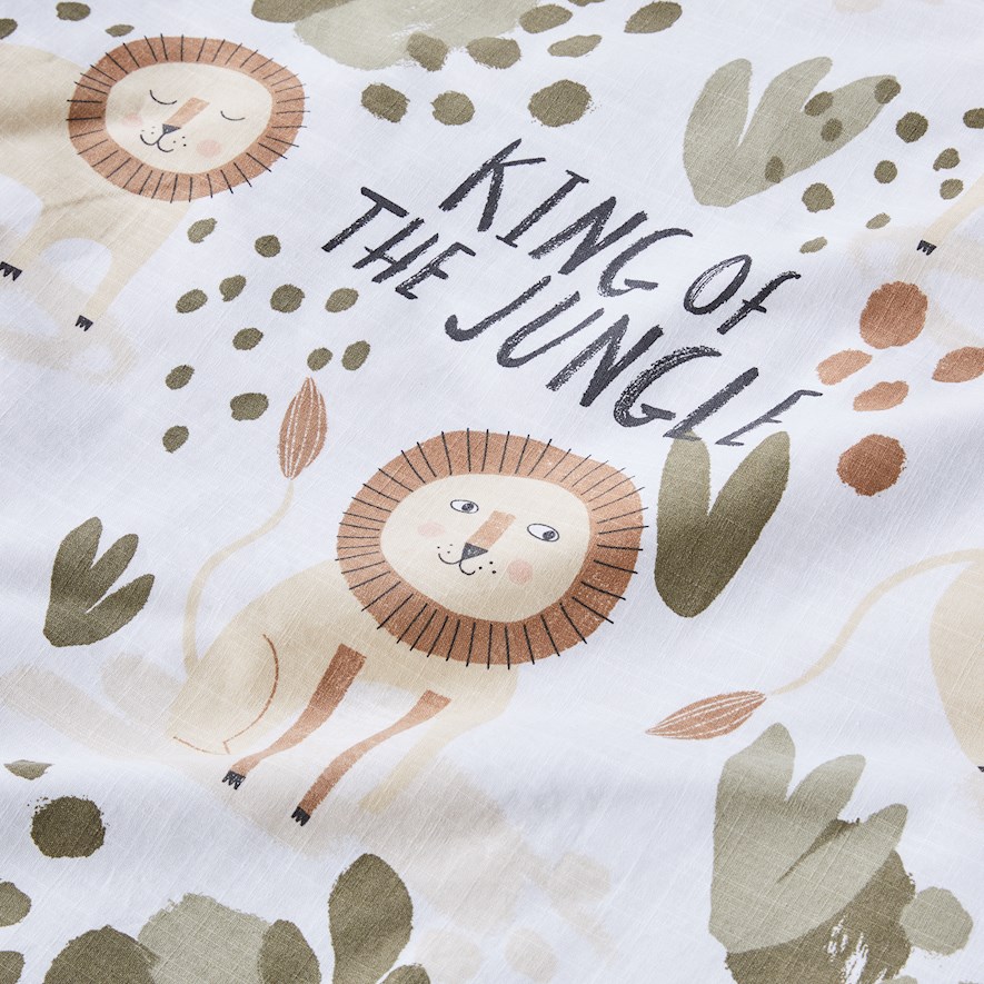 Adairs Kids King of The Jungle Sage Quilt Cover Set Adairs