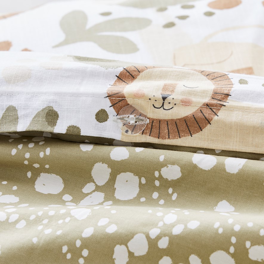 Adairs Kids King of The Jungle Sage Quilt Cover Set Adairs