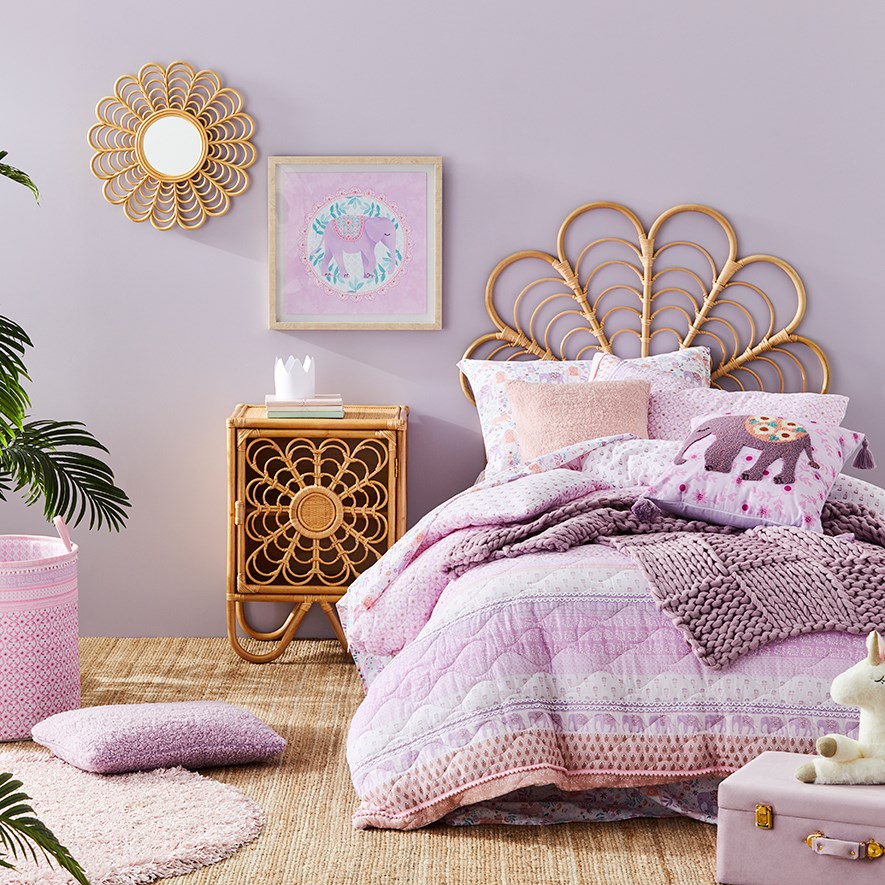 Adairs Kids Summer Saira Quilted Pink Quilt Cover Set Adairs