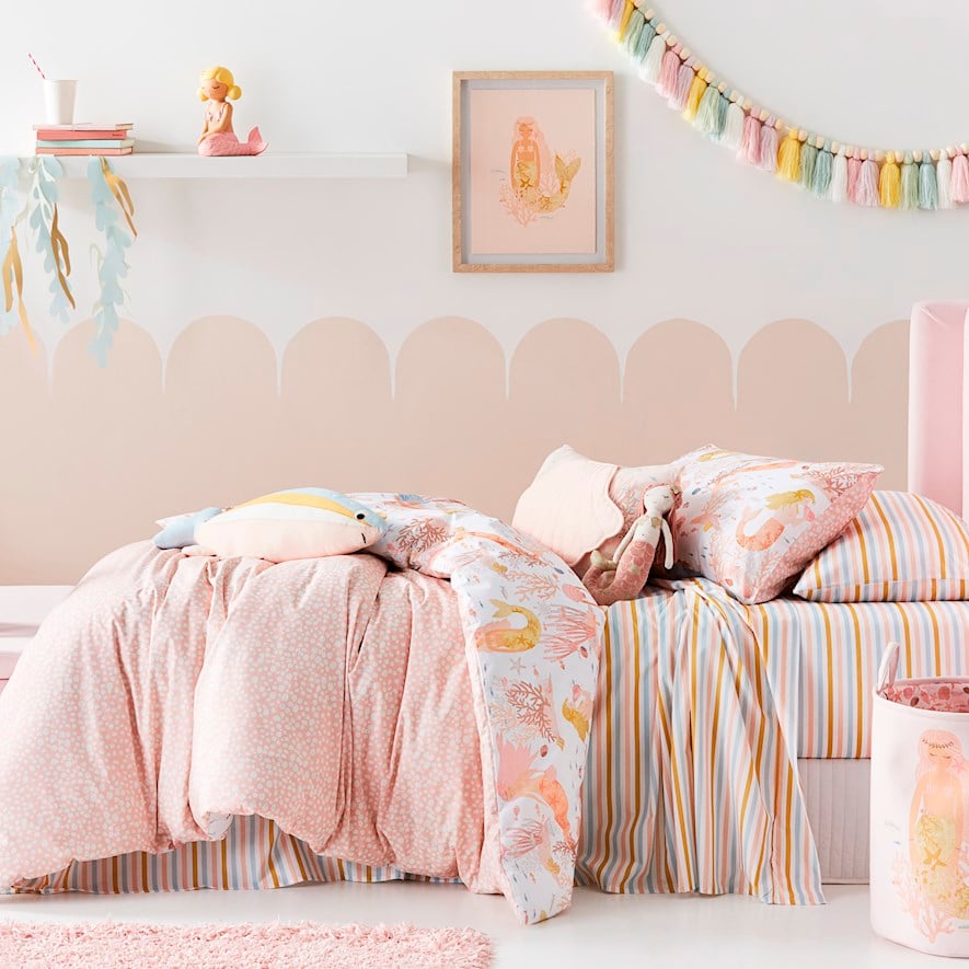 Adairs Kids Mermaid Dreams Pink Quilt Cover Set Adairs