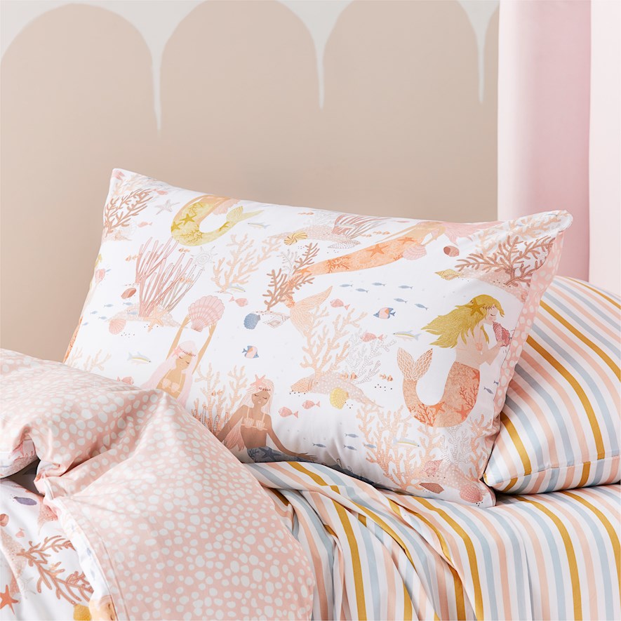 Adairs Kids Mermaid Dreams Pink Quilt Cover Set Adairs