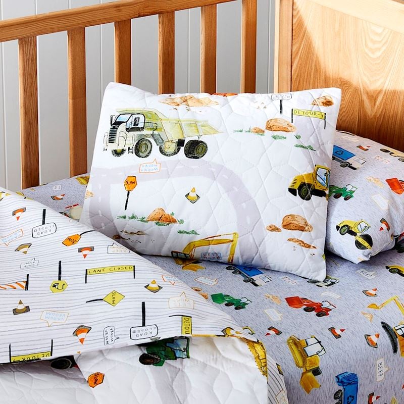 Truck Town Multi Cot Quilted Quilt Cover Set