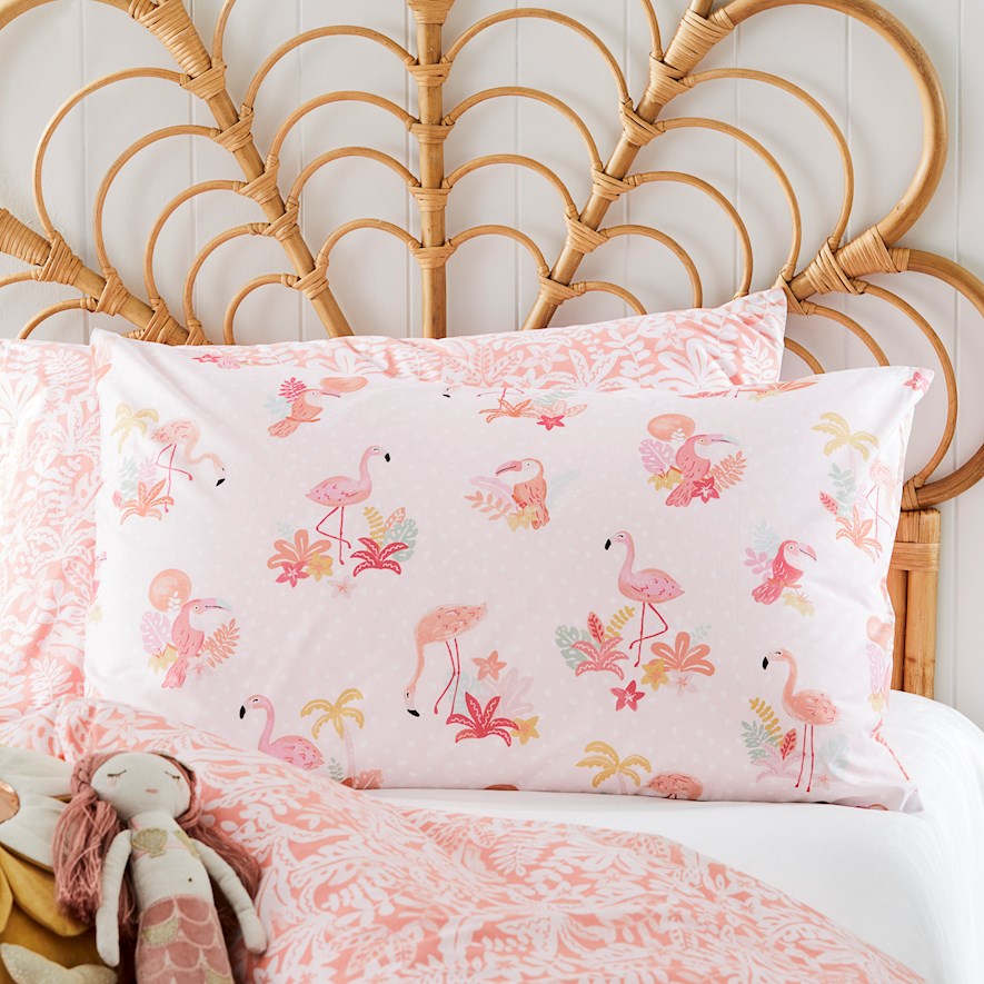 Adairs Kids Tropical Adventure Lotus Pink Quilt Cover Set Adairs