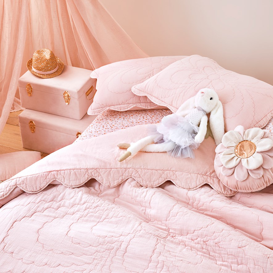 Adairs Kids Cici Quilted Dusty Pink Floral Quilt Cover Set