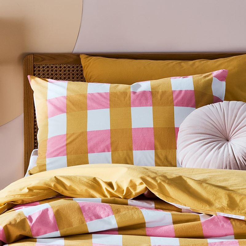 Check Sunset Organic Cotton Quilt Cover Set