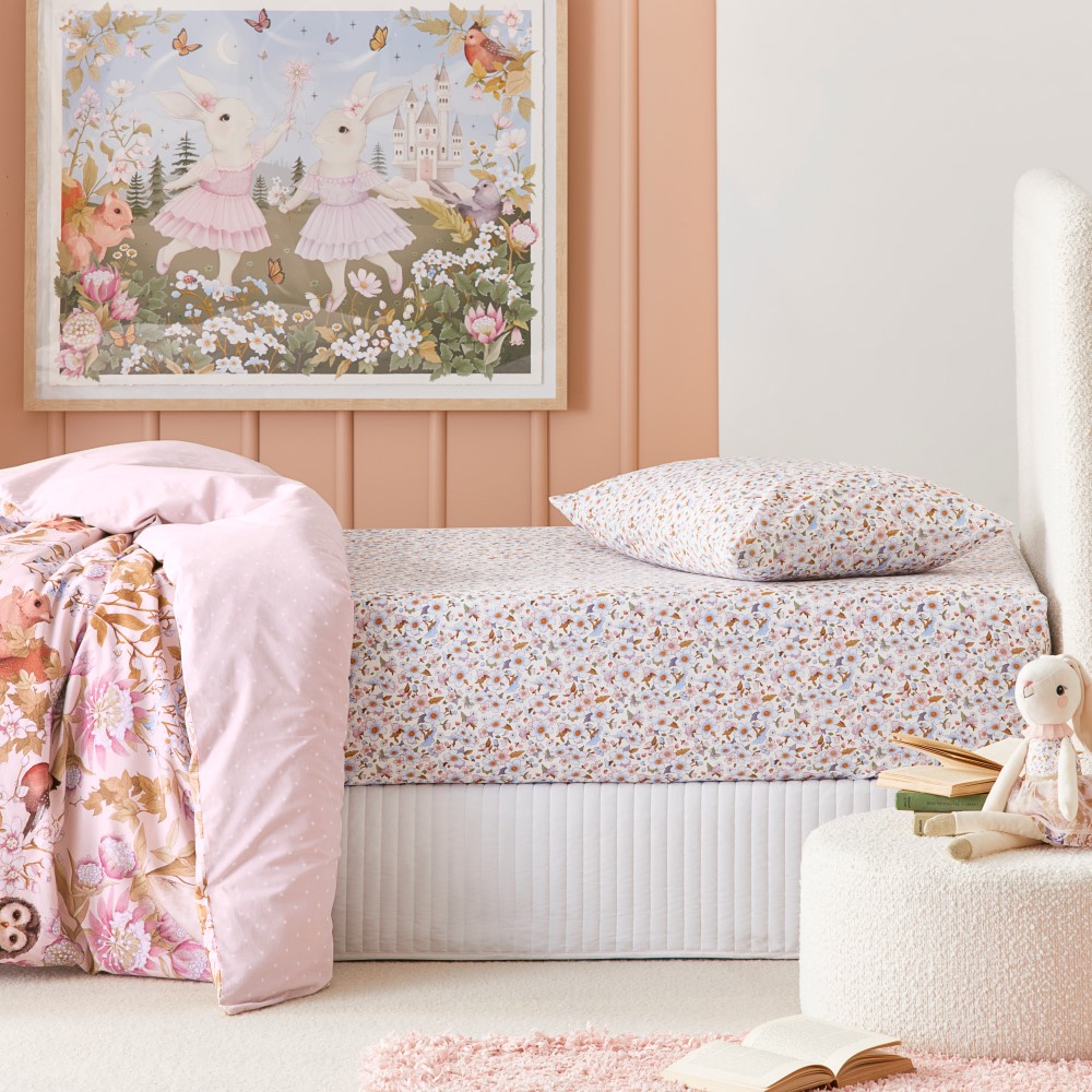 Adairs Kids Fleur Harris Floral Pink Fitted Sheet Set Adairs