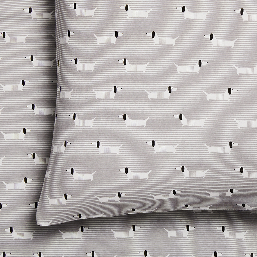 Adairs Kids Sausage Dog Cotton Bamboo Grey Combo Sheet Set Adairs