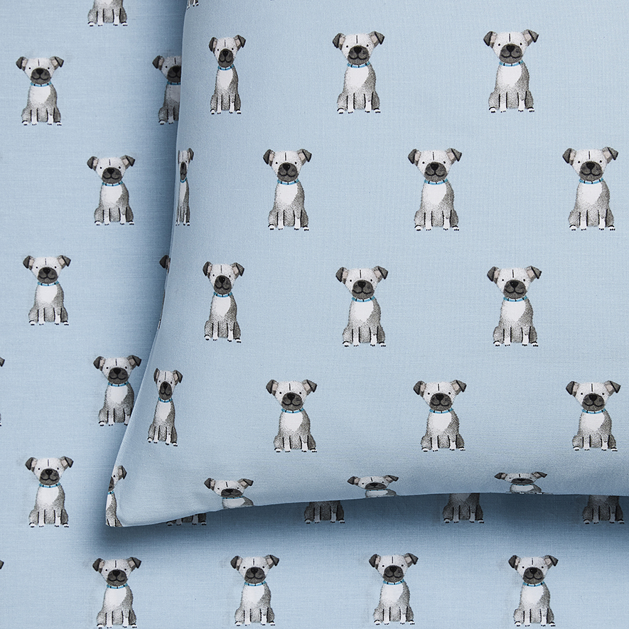 Adairs Kids Puppy Dog Blue Stonewash Combo Sheet Set Adairs